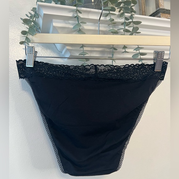 NWT SAVAGE X FENTY COTTON ESSENTIALS LACE TRIM BIKINI / BLACK / SIZE: LARGE - Picture 5 of 5
